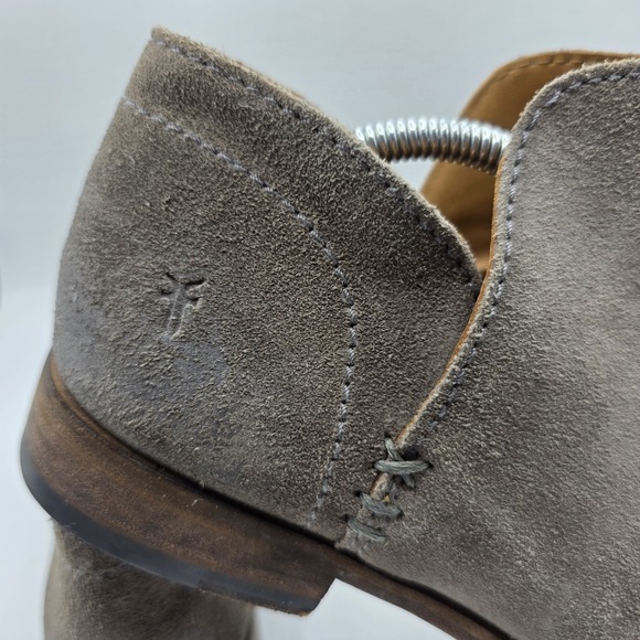 FRYE Elyssa Boots Womens 8 Gray Suede Booties Boho Ankle Block Heel Shoes - Picture 10 of 13